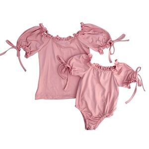 MARIGOLD PUFF SLEEVE FRILLY TOP & LEOTARD -
BLUSH PINK